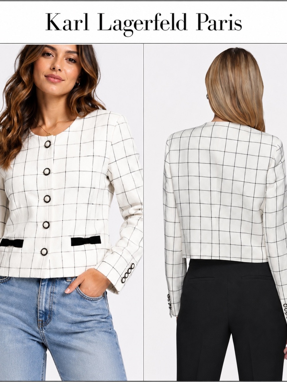 Karl Lagerfeld White Windowpane Jacket